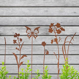 LEIFIDE 10 Pcs Metal Flowers Garden Stakes Rustic Bouquet Decoration for Pot Outdoor Metal Decor with Grass Flowers and Butterfly Iron Floral Plant Stakes for Yard Lawn Patio Porch Walkway