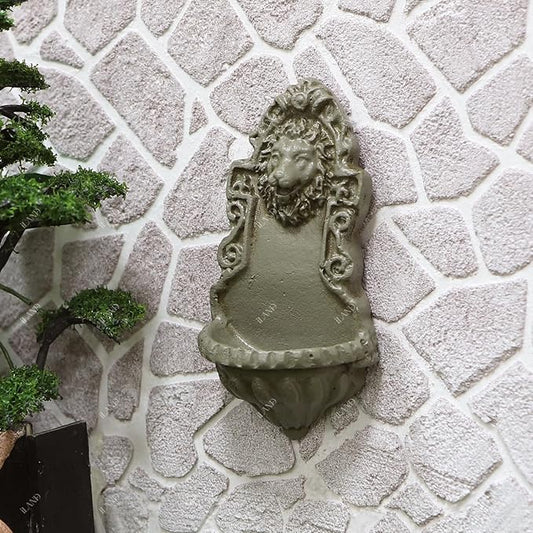 iLAND 1/12 Scale Fairy Garden Accessories Outdoor Miniature Birdbath Fountain & 2 Lion Wall Reliefs Mini Ornaments for Garden Dollhouse Décor Dollhouse Accessories