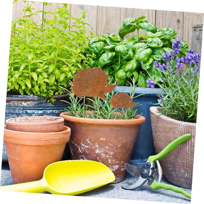 ORFOFE 4pcs Hedgehog Garden Ornament Micro Landscape Flower Pot Adornment for Home Outdoor Decor Cute Iron Art Statues for Garden Patio Decorations