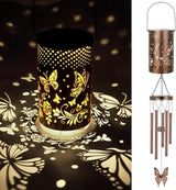 Solar Wind Chimes for Outside for Women Mom, Hanging Solar Lantern Memorial Wind Chimes, Butterfly Gifts Windchimes for Outdoors Christmas Garden Decor