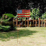 Patriotic Rustic Metal Yard Garden Stake, Small American Flag US Garden Flag 4th of July Decoration Stars and Stripes Design 7"x12"