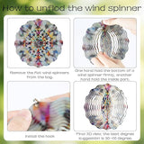 Kaleidoscope Wind Chimes for Outside - Metal Windchimes Deocr with Spinner Indoor Outdoor Hanging Garden Patio Yard Backyard Decoration Christmas New Year Birthday Gift for Women Mom Friend