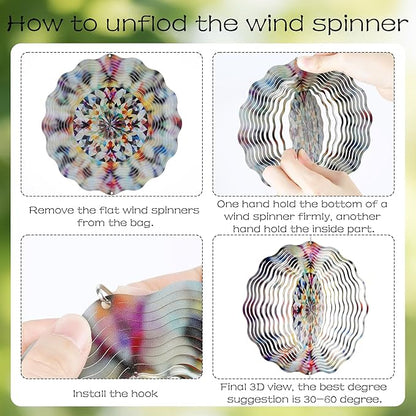 Kaleidoscope Wind Chimes for Outside - Metal Windchimes Deocr with Spinner Indoor Outdoor Hanging Garden Patio Yard Backyard Decoration Christmas New Year Birthday Gift for Women Mom Friend
