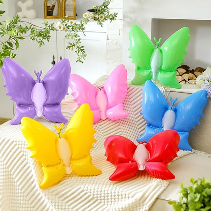 Realspring 12 Pcs 14 Inch Spring Inflatable Outdoor Decorations Butterfly Blow up Inflatable Birthday Party Decorations Giant PVC Spring Hanging Ornaments for Indoor Outdoor Garden Lawn Party Decor