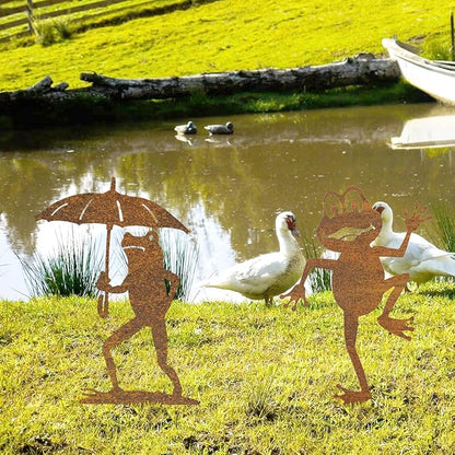 2 Pcs Rusty Metal Frog Decorative Garden Stakes, Gifts for Women/Men/Lovers Gifts, Metal Garden Stakes Decorative for Yard Art Outside Patio, Lawn Outdoor Decor