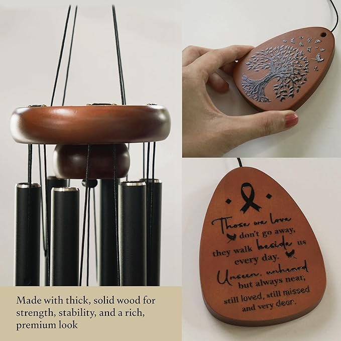 Sympathy Wind Chimes 37 inches Funeral Gift with Premium Packaging and Sympathy Card Memorial for Loss of a Loved One, Outdoor Bereavement Mom Dad Family
