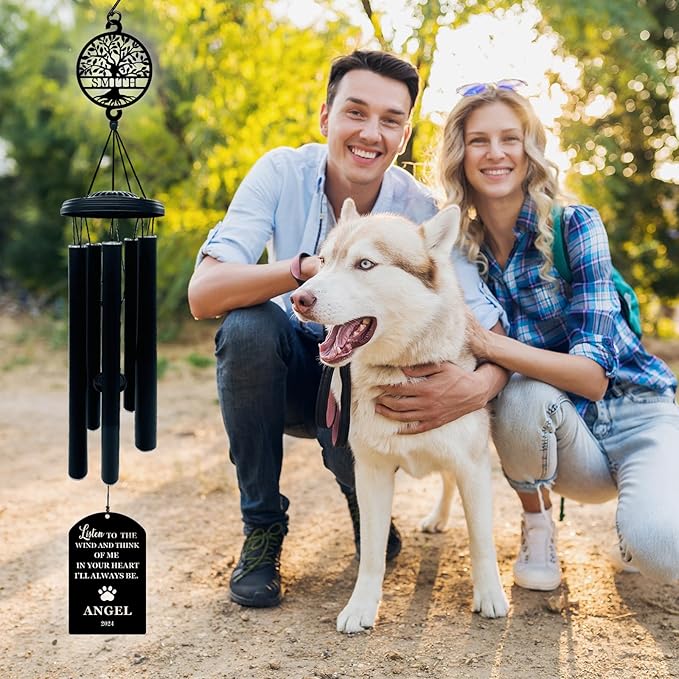 Customized Pet Memorial Wind Chimes - Beautiful Dog Memorial Gift to Honor Your Beloved Pet - Sympathy Gift for Pet Loss and Bereavement