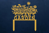 Personalized Flowers Garden Sign with Stakes, Custom Flowers Metal Garden Decor, Sign for Flower Beds, Metal Yard Art, Gift for Grandmother, Gift for Mom, Patio Garden Decorations, Housewarming Gift