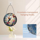 Hummingbird Stained Glass Window Hanging, 8" Round Hummingbird Suncatcher, Floral Decorative Glass Art for Home Garden, Memory Gift for Mom and Grandma