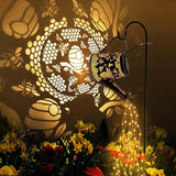 Solar Watering Can Outdoor Lights Garden Decor,Bee Hanging Lantern Waterproof Landscape Lights Outside Decoration for Yard Porch Patio Pathway Gardening Gifts(with 32 inch Shepherd Hook)