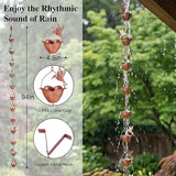 Topadorn Metal Rain Chain Decoration 7.85FT., Rain Catcher Metal Chain Gutter Downspout 94'' for House Eaves, Garden & Home, Flying Bird and Flower Shape Rain Chains