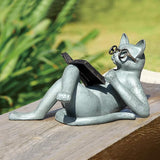 SPI Home Cast Aluminum Literary Cat Garden Sculpture 17.5 Inches Long