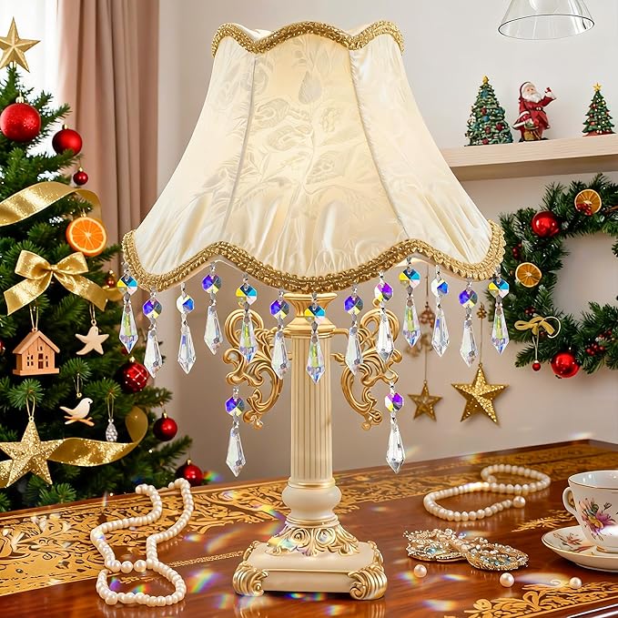 kanpura 25pcs Hanging Chandelier Crystals Icicle Prisms Pendants Glass Beads Replacement Parts for Chandeliers Christmas DIY Decoration(38mm AB)