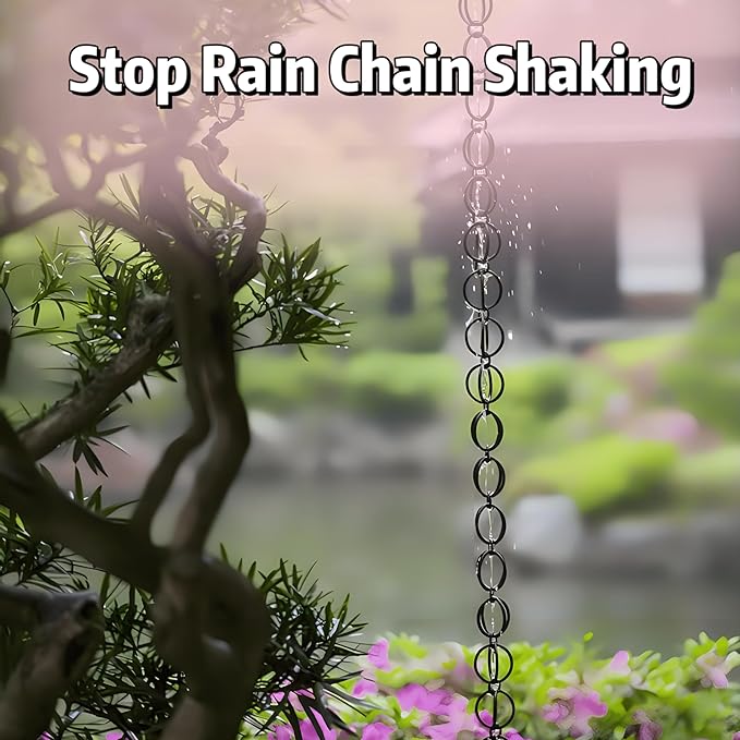 Rain Chain Anchor Stake for Copper Gutter Chains, 30'' Powder Coated Iron Downspout Chains Anchoring, Universal Fit Outside Rain Catcher System Accessories, Replacement for Basin and Barrel in Spring.