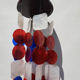 Beautiful and Unique Capiz Shell Wind Chime - Wind Chimes for Outdoors - Colorful and Whimsical Patio Decor - Ocean Decor - Garden Gifts (Red, White and Blue - Patriotic)