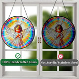 Praying Angel Decor Handmade Stained Glass Rainbow Maker Stained Glass Suncatchers W/Metal Chain - Spiritual Angelic Gift for Women Christmas Thanksgiving Housewarming Gifts