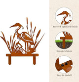 Rusty Heron Statues Outdoor – Metal Heron Statue for Garden Decor, Unique Outdoor Decor for Lawn & Patio Yard Porch Backyard Outdoor Decor