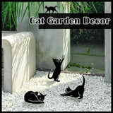 Tandefio 6 Pack Black Cat Garden Stakes Metal Cat Silhouette Decorative Garden Statues for Yard Art Outdoor Decor for Patio Lawn Farmhouse Ornament Cats Lover Gifts Bird Repellent Scaring Pest(Medium)