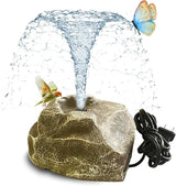 Solar Fountain Bird Bath with Solar Panel, Granite Water with 8 Nozzles Solar Water Fountain for Birdbath Outdoor, Pond, Patio Garden, and Fish Tank,Outdoor Garden, Pond & Water Features