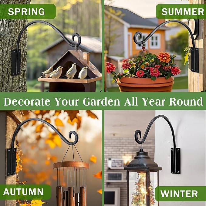 16 Inch 2 Pack Plant Hangers Outdoor,Plant Hanging Hook Bracket for Bird Feeder Hanger,Hanging Plant Hooks for Outside Baskets Lanterns Wind Chimes Outdoor Indoor