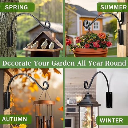 16 Inch 2 Pack Plant Hangers Outdoor,Plant Hanging Hook Bracket for Bird Feeder Hanger,Hanging Plant Hooks for Outside Baskets Lanterns Wind Chimes Outdoor Indoor