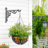 Sungmor Decorative Cast Iron Hanging Bracket - 15.6" Thickened Outdoor Metal Plant Hangers, Vintage Scroll Design for Signs, Planters, Lanterns, Bird Feeders - 2 Pack Heavy Duty Wall Hooks, Black
