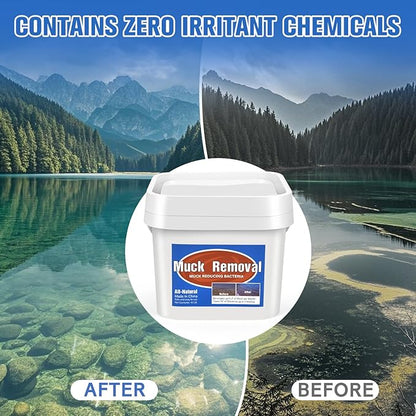 Muck Removal-4.1LB Natural Pond Clear Water Treatment, Muck and Sludge Remover for Ponds & Lakes, Oxygenates, Eliminates Odors, Safe for Fish, Pets, Plants, Treats Up to 20,000 Sq Ft