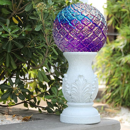 VCUTEKA Gazing Ball Stand, Roman Column Gazing Globe Stand for 8-10 Inch Garden Gazing Globe, Indoor/Outdoor Display Stand Décor Accessories, 12" H