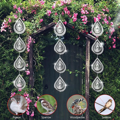12Pcs Bird Scare Discs, 3 Set Highly Reflective Hanging Wind Spinners Outdoor Metal Bird Reflectors for Outside Garden Decor Lightweight Bird Devices to Scare Birds Away from Yard Porch