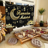 Large Ramadan Banner Decorations Outdoor 72x44 Inch,Eid Ramadan Mubarak Kareem Ramadan Photography Banner for Muslim Indoor Home House Decor Party Supplies,Yard Sign Photography Background Black Gold