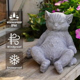 Cat Memorial Stone Garden Statue, Pet Statue Gifts for Loss of Cat Sympathy, Grave Markers for Garden Outdoor Decor, 9.8” L Weatherproof Lazy Tabby Figurine, Outdoor Patio Accent Yard Decoration