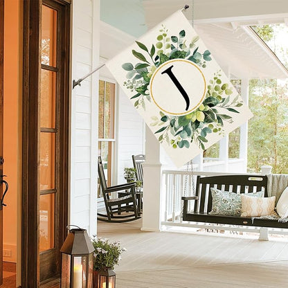 AVOIN colorlife Monogram Letter J Floral House Flag 28x40 Inch Double Sided Outside, Family Last Name Initial Yard Outdoor Decoration