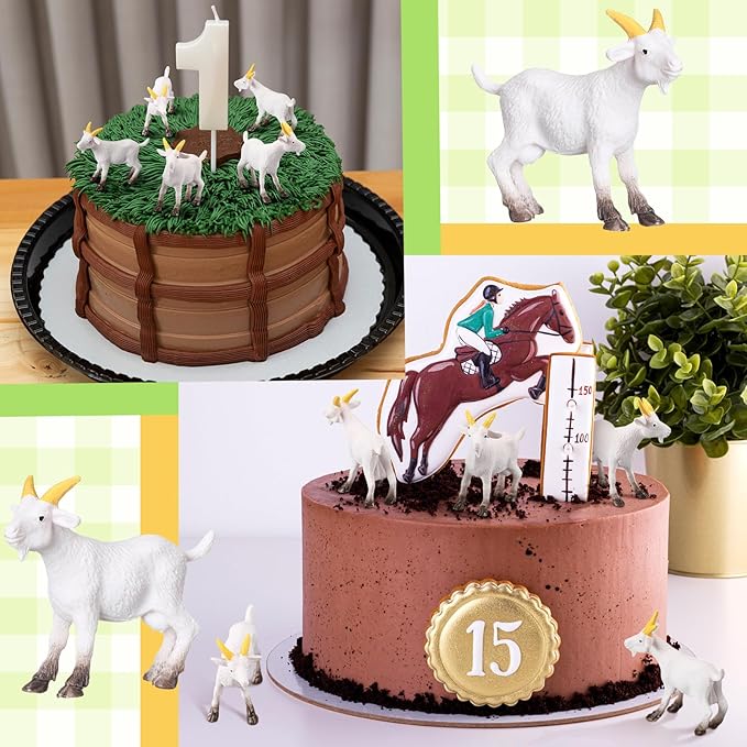 Foilswirl 50 Pcs Mini Goat Figurines Miniature Resin Farm Animal Figurines Set for Decorating Outdoor Micro Landscape Mini Gardens Potted Plant Accessories and Creative DIY Props Cake Topper (Goat)