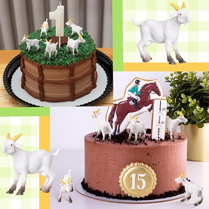 Foilswirl 50 Pcs Mini Goat Figurines Miniature Resin Farm Animal Figurines Set for Decorating Outdoor Micro Landscape Mini Gardens Potted Plant Accessories and Creative DIY Props Cake Topper (Goat)
