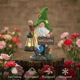 TERESA'S COLLECTIONS Garden Decor Outdoor, Garden Gnomes Holding Lantern, Gnomes Decor, Waterpoof Resin with Solar Lights, Garden Decor, Garden Gifts for Mom,Indoor/Outdoor,8.3"