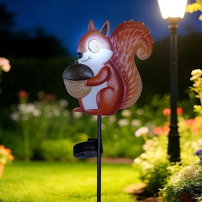 Romart Solar Stake Lights Outdoor Waterproof, Squirrel Solar Garden Path Light with Rotating Light-Up Eyes, Decorative Yard Lawn Landscape Decor