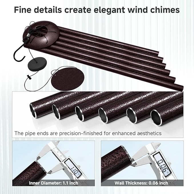 66" Extra Large Wind Chimes for Outside Deep Tone, 6 Thick and Bold Aluminum Tubes Tuned Relaxing Melody Wind Chime, Big Wind Chimes for Garden Patio Decor, Great Gift Idea for Mother's Day (Bronze)