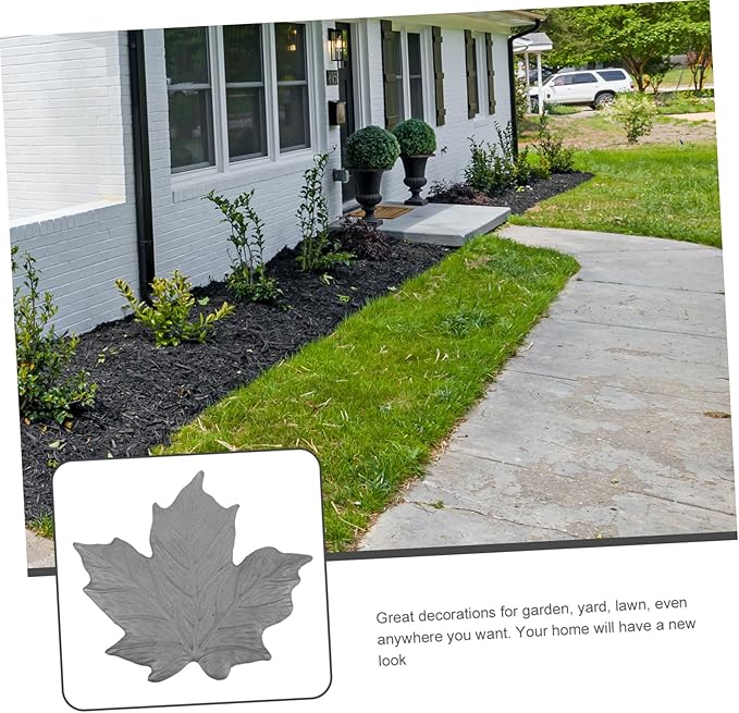 YARNOW 1.35kg Garden Decorative Maple Stepping Stone Elegant Outdoor Walkway Paver for Pathways and Yards Cast Iron Design Garden Ornament