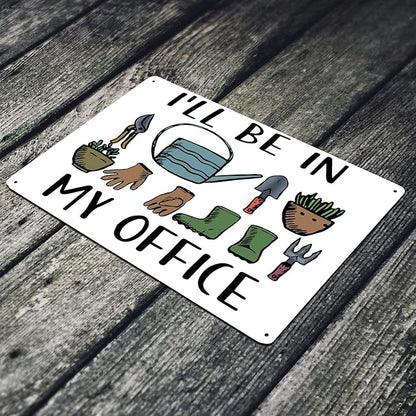 I'd Rather Be In My Office 12 X 8 Inch Metal Sign Waterproof Sunflower Garden Indoor Outdoor Patio Yard Wall Décor Plants House Home Flowerbed MS029
