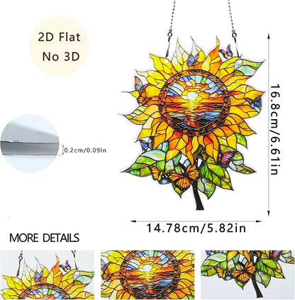 Sunflower Butterfly Ornaments Colorful Window Hanging Decorations Home Wall Decor for Indoor Outdoor