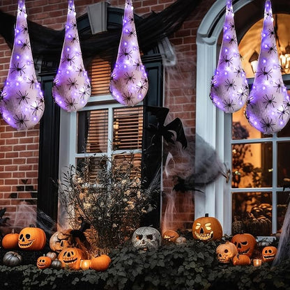 12 Pack Halloween Spider Hanging Egg Sacks Halloween Spider Sacks Decoration Large Props White Webs for Yard Haunted House Lawn Tree Outdoor Party Decor(Purple)