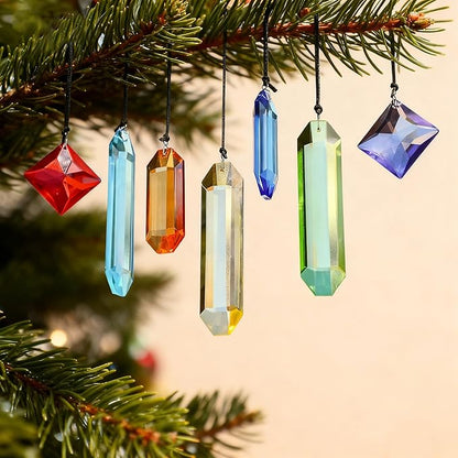 HDCRYSTALGIFTS 7pcs Crystal Prisms Suncatchers for Windows Hanging Rainbow Chakra Sun Catchers Indoor Windows Outdoor Home Garden Decor Glass Ornaments for Tree