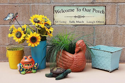 Welcome to Our Porch Decor decorations outdoor, Back Porch Sign outside Vintage Metal Welcome sign Backyard Wall Decor Accessories 16x6 Inches