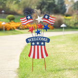 Glitzhome 30.25" H Wooden/Metal American Flags Patriotic Garden Yard Stake, 4th of July Wall Decor for Home Yard Front Door National Day Decoration
