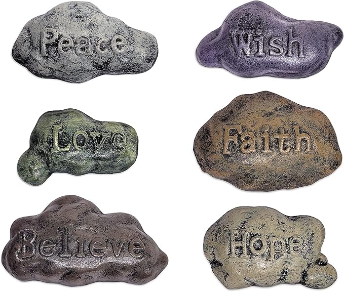 Lulu Decor, 100% Cast Iron Fairy Sayings Stepping Stones Garden Decor Fairy Garden Accessories (Set of 6)