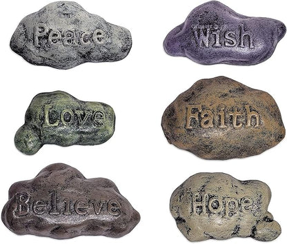Lulu Decor, 100% Cast Iron Fairy Sayings Stepping Stones Garden Decor Fairy Garden Accessories (Set of 6)