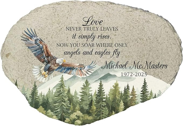 GiftsForYouNow Eagles and Angels Memorial Flat Garden Stone - Thoughtful Tribute, Outdoor Decor, Remembrance Stone for Loved Ones