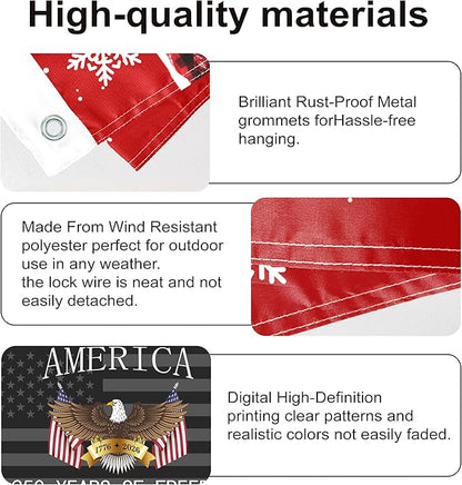 250 Anniversary USA Flag 3x5 Ft 2 Sided 3 Layers 250th Anniversary Flag We The People 1776-2026 250 Years Birthday Patriotic Decor for Outdoor Front Door Porch Wall (E)