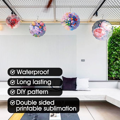 5 Pack Sublimation Wind Spinner Blanks 6 Inch Wind Spinners Sublimation Blanks 3D Aluminum Metal Wind Spinners for Yard and Garden Indoor Outdoor Window Porch Front Door Decoration Round