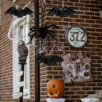 2pcs Black Hanging Bats Halloween Decorations–Scary/Spooky Halloween Decor for Indoor Outdoor Haunted House, Party, Yard, Home, Porch, Garden, and Office